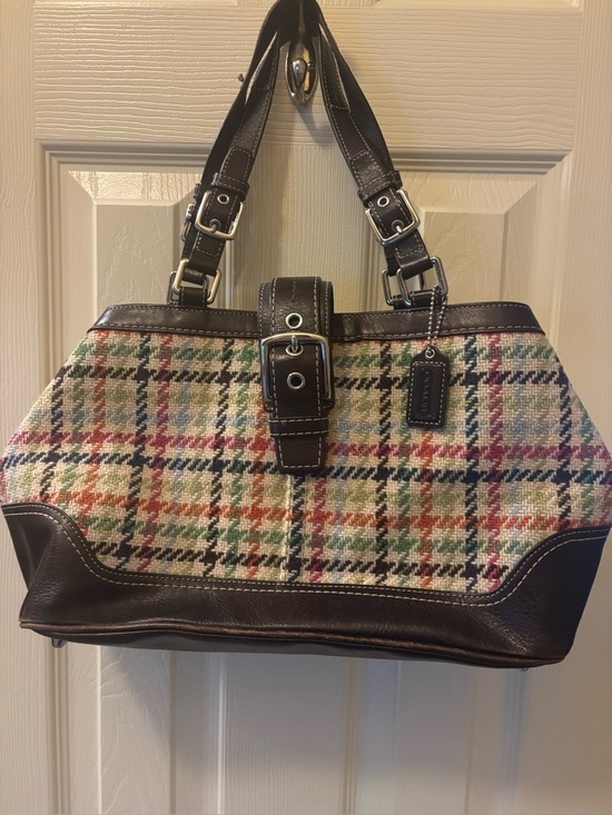 Handbags - Vintage Y2K Coach Hampton Tattersall Houndstooth Satchel - $100 (MSRP $328)